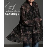 ブラック | スタイリッシュな甘さ漂うリーフ柄ティアードシアーブラウス レディース ファッション | Sawa a la mode