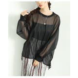 ブラック | 旬な着こなしで大人の肌見せ叶うシアーロングスリーブカットソー レディース ファッ… | Sawa a la mode