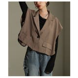 ベージュ | 一点投入でオシャレ見えなショート丈ジレ風ジャケット レディース ファッション | Sawa a la mode