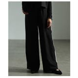 ブラック | 大人スポーティーなサイドラインワイドパンツ レディース ファッション | Sawa a la mode