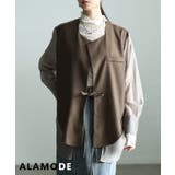 モカ | 重ね着風でこなれるシアーシャツドッキングジャケット レディース アウター | Sawa a la mode