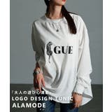 ホワイト | シンプルだけど差がつくロゴデザインチュニック レディース ファッション | Sawa a la mode