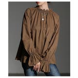 ブラウン | ドラマティック漂うベルスリーブフリルネックブラウス レディース ファッション | Sawa a la mode