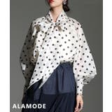 オフホワイト | 一枚で品格が完成するクラシカルドットボウタイブラウス レディース トップス | Sawa a la mode