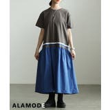 グレー | 配色でつくるコントラストカラーコットンワンピース レディース ワンピース | Sawa a la mode