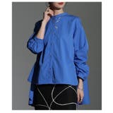 ブルー | 羽織ればこなれるスタンドカラーフィッシュテールシャツ レディース ファッション | Sawa a la mode