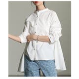 ホワイト | 羽織ればこなれるスタンドカラーフィッシュテールシャツ レディース ファッション | Sawa a la mode