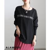 ブラック | ラフに決まるロゴデザインチュニック レディース トップス | Sawa a la mode