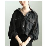 ブラック | 新スタンダードなデニムドッキングシアーショートジャケット レディース ファッショ… | Sawa a la mode