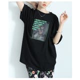 ブラック | レトロな絵画が魅了するパネルプリントビッグTシャツ レディース ファッション | Sawa a la mode