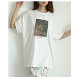 ホワイト | レトロな絵画が魅了するパネルプリントビッグTシャツ レディース ファッション | Sawa a la mode