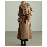 ベージュ | スパイス加えたレザードッキングストライプ柄トレンチコート レディース ファッショ… | Sawa a la mode