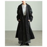 ブラック | スパイス加えたレザードッキングストライプ柄トレンチコート レディース ファッショ… | Sawa a la mode