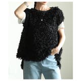 ブラック | 華やかにアップデートするシャギーニットベスト レディース ファッション | Sawa a la mode