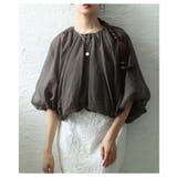 ブラウン | ふわり心ときめくオーガンジーバルーンシルエットブラウス レディース ファッション | Sawa a la mode