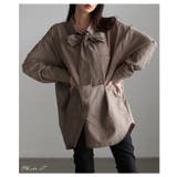 ブラウン | こなれるラフ感漂うボウタイ付きダンガリーロングシャツ レディース ファッション | Sawa a la mode