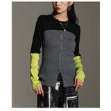 ブラック | コーデにアクセントを加えるビスチェ風配色ニットトップス レディース ファッション | Sawa a la mode