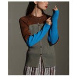 ブラウン | コーデにアクセントを加えるビスチェ風配色ニットトップス レディース ファッション | Sawa a la mode