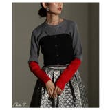 グレー | コーデにアクセントを加えるビスチェ風配色ニットトップス レディース ファッション | Sawa a la mode