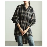 ブラック | 定番をもっと自由にするチェック柄シャツチュニック レディース ファッション | Sawa a la mode