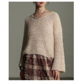 ベージュ | 表情を豊かにするリボンヤーンローゲージリブニット レディース ファッション | Sawa a la mode