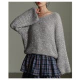 グレー | 表情を豊かにするリボンヤーンローゲージリブニット レディース ファッション | Sawa a la mode