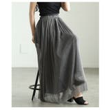 グレー | 揺れる度に煌めくラメ入りシアーニットギャザーフレアスカート レディース | Sawa a la mode