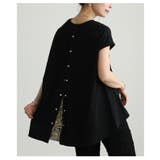 ブラック | 後ろ姿で魅せるバックスリットペイズリー切替トップス レディース ファッション | Sawa a la mode