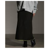 ブラック | 遊び心をひと匙加えたリブニット配色ラインナロースカート レディース ファッション | Sawa a la mode