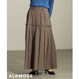 ブラウン | 大人の品格漂うプリーツ切替ロングスカート レディース ボトムス | Sawa a la mode