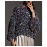 ネイビー | ホリデー気分高まるカラフルネップMIXニットトップス レディース ファッション | Sawa a la mode