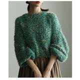 グリーン | ホリデー気分高まるカラフルネップMIXニットトップス レディース ファッション | Sawa a la mode