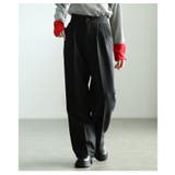 ブラック | 美脚を約束するハイウエストタックワイドパンツ レディース ファッション | Sawa a la mode