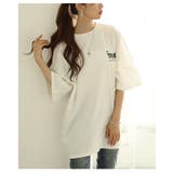 ホワイト | 後ろ姿も抜かりない大人のロゴプリントオーバーTシャツ レディース ファッション | Sawa a la mode