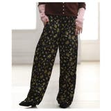 ブラック | ポジティブコーデが決まる小花柄プリントワイドパンツ レディース ファッション | Sawa a la mode