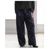 ネイビー | ポジティブコーデが決まる小花柄プリントワイドパンツ レディース ファッション | Sawa a la mode