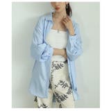ブルー | 「日常にUV対策を＋」ストライプ柄オーバーシャツラッシュガード レディース | Sawa a la mode