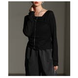 ブラック | ニュアンス感溢れるドレープネックカットソー レディース ファッション | Sawa a la mode