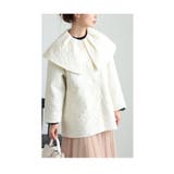 アイボリー | ぽこぽこ浮き出るバラ模様のビックカラーキルティングジャケット レディース | Sawa a la mode