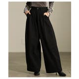 ブラック | 穿くだけ旬顔スタイルになるタックカーブワイドパンツ レディース ファッション | Sawa a la mode