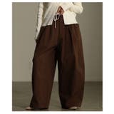 ブラウン | 穿くだけ旬顔スタイルになるタックカーブワイドパンツ レディース ファッション | Sawa a la mode
