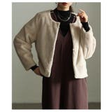 モカ | 纏う愛されノーカラーフェイクファーライトジャケット レディース ファッション | Sawa a la mode