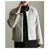 グレージュ | 纏う愛されノーカラーフェイクファーライトジャケット レディース ファッション | Sawa a la mode