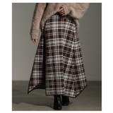 ブラウン | 独特な揺らめきを描くタータンチェックニットフレアスカート レディース ファッション | Sawa a la mode