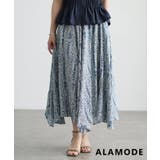ブルー | 揺れ感まで美しいイレギュラーヘムペイズリースカート レディース ボトムス | Sawa a la mode