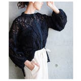 ブラック | 甘さを引いた大人のレースシアーふんわり袖シャツブラウス レディース ファッション | Sawa a la mode