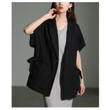 ブラック | 透け感で魅せるサイドリボンテーラードメッシュジャケット レディース ファッション | Sawa a la mode