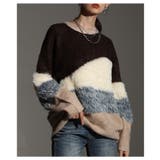 ブラウン | 毛足の揺れまで可愛い波ボーダーシャギーニットトップス レディース ファッション | Sawa a la mode