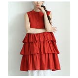 テラコッタ | 華やかな甘さを重ねるノースリーブティアードチュニック レディース ファッション | Sawa a la mode