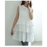 オフホワイト | 華やかな甘さを重ねるノースリーブティアードチュニック レディース ファッション | Sawa a la mode